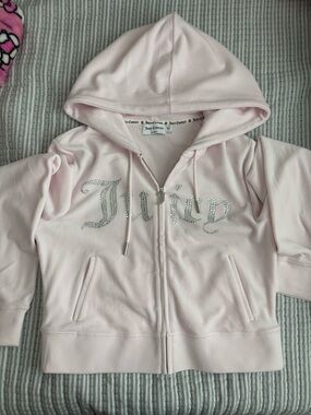 Women's Pink Rhinestone Zip Hoodie